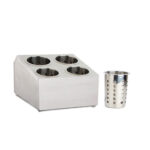 3-SOGA 2X 18/10 Stainless Steel Commercial Conical Utensils Square Cutlery Holder with 4 Holes