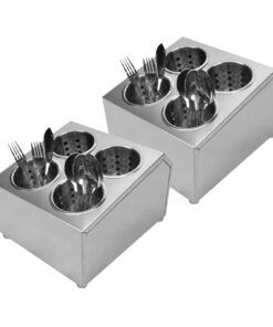 1-SOGA 2X 18/10 Stainless Steel Commercial Conical Utensils Square Cutlery Holder with 4 Holes