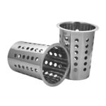 4-SOGA 2X 18/10 Stainless Steel Commercial Conical Utensils Square Cutlery Holder with 4 Holes