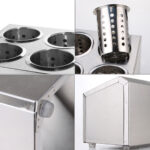 5-SOGA 2X 18/10 Stainless Steel Commercial Conical Utensils Square Cutlery Holder with 4 Holes