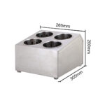 6-SOGA 2X 18/10 Stainless Steel Commercial Conical Utensils Square Cutlery Holder with 4 Holes