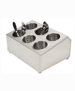 1-SOGA 18/10 Stainless Steel Commercial Conical Utensils Cutlery Holder with 6 Holes