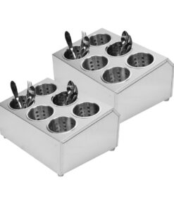 1-SOGA 2X 18/10 Stainless Steel Commercial Conical Utensils Cutlery Holder with 6 Holes