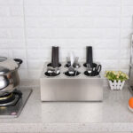 6-SOGA 2X 18/10 Stainless Steel Commercial Conical Utensils Cutlery Holder with 6 Holes