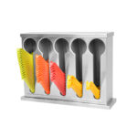 1-SOGA Stainless Steel Buffet Restaurant Spoon Utensil Holder Storage Rack 5 Holes