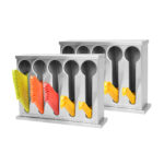 1-SOGA 2X Stainless Steel Buffet Restaurant Spoon Utensil Holder Storage Rack 5 Holes