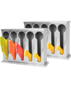 1-SOGA 2X Stainless Steel Buffet Restaurant Spoon Utensil Holder Storage Rack 5 Holes