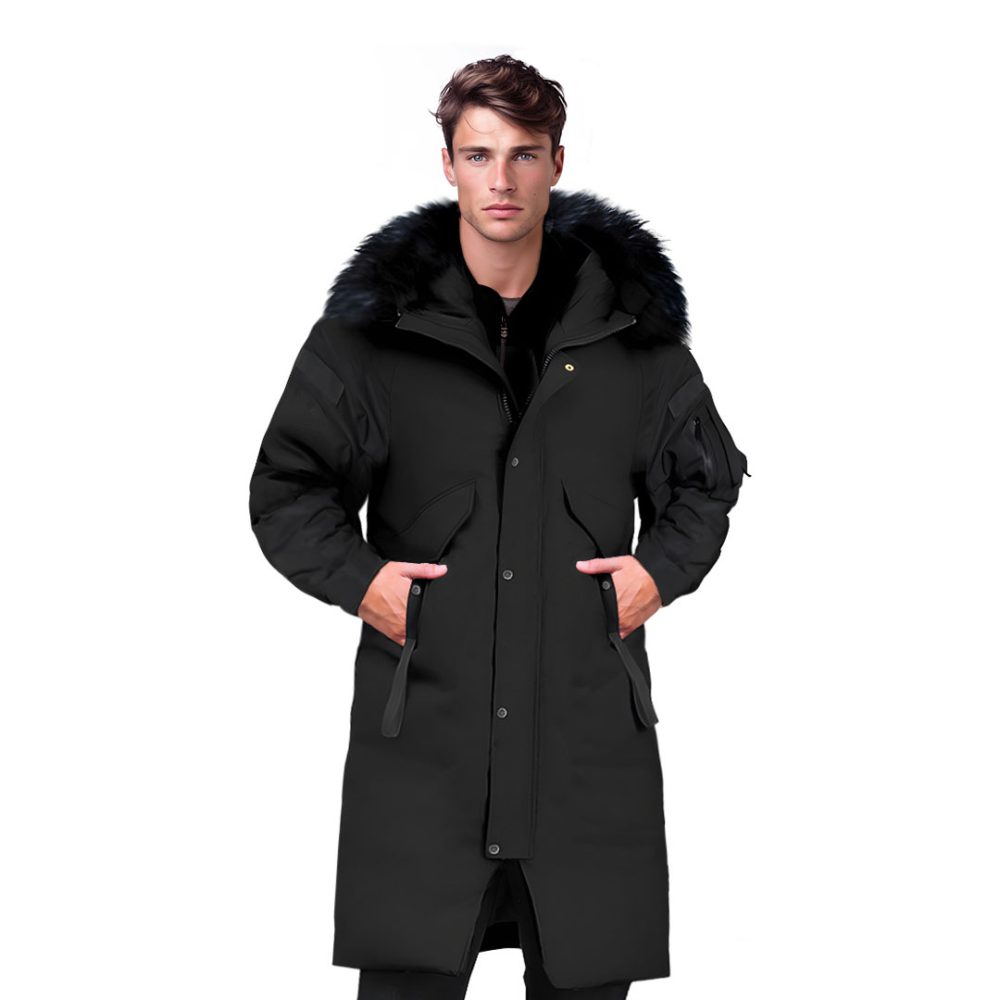 1-abbee Black 3XL Winter Fur Hooded Thick Overcoat Jacket Stylish Lightweight Quilted Warm Puffer Coat