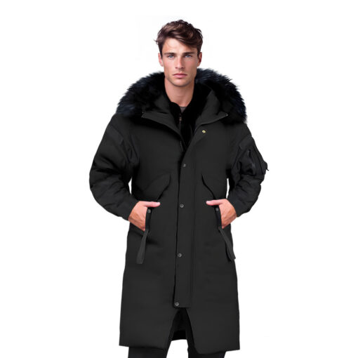 1-abbee Black 3XL Winter Fur Hooded Thick Overcoat Jacket Stylish Lightweight Quilted Warm Puffer Coat