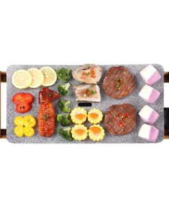 1-SOGA Electric Ceramic BBQ Grill Non-stick Surface Hot Plate for Indoor & Outdoor Stone