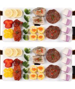 1-SOGA 2X Electric Ceramic BBQ Grill Non-stick Surface Hot Plate for Indoor & Outdoor White