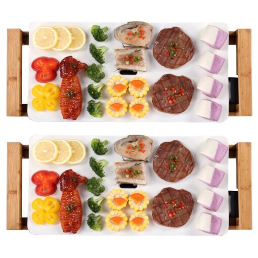 1-SOGA 2X Electric Ceramic BBQ Grill Non-stick Surface Hot Plate for Indoor & Outdoor White