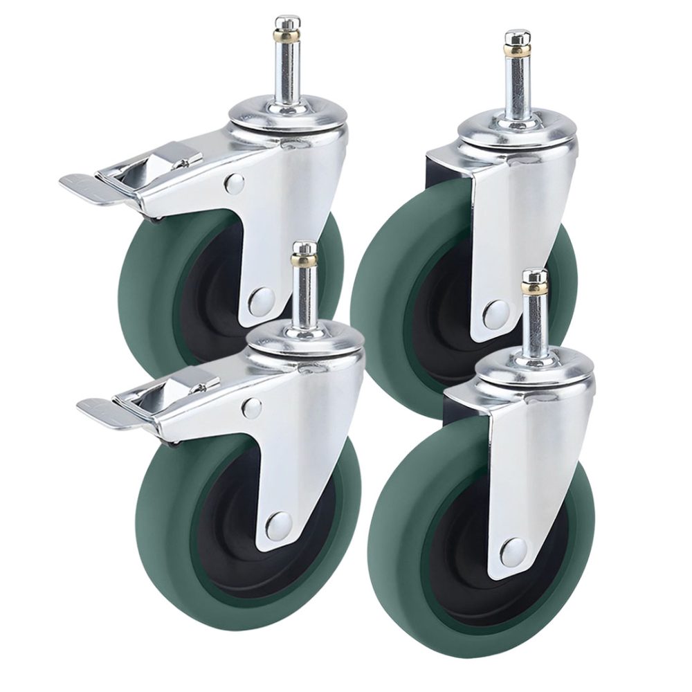 1-SOGA 4" Heavy Duty Polyurethane Swivel Castor Wheels with 2 Lock Brakes Casters