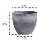 2-SOGA 32cm Weathered Grey Round Resin Plant Flower Pot in Cement Pattern Planter Cachepot for Indoor Home Office