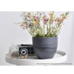 4-SOGA 32cm Weathered Grey Round Resin Plant Flower Pot in Cement Pattern Planter Cachepot for Indoor Home Office