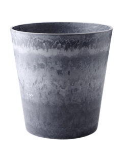 1-SOGA 27cm Weathered Grey Round Resin Plant Flower Pot in Cement Pattern Planter Cachepot for Indoor Home Office