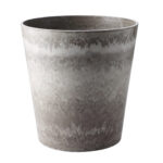 1-SOGA 27cm Rock Grey Round Resin Plant Flower Pot in Cement Pattern Planter Cachepot for Indoor Home Office