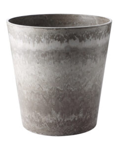 1-SOGA 27cm Rock Grey Round Resin Plant Flower Pot in Cement Pattern Planter Cachepot for Indoor Home Office