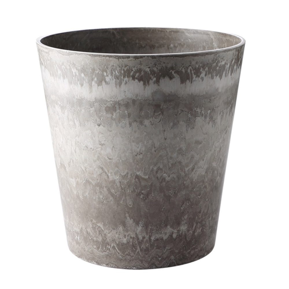 1-SOGA 32cm Rock Grey Round Resin Plant Flower Pot in Cement Pattern Planter Cachepot for Indoor Home Office