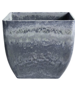 1-SOGA 27cm Weathered Grey Square Resin Plant Flower Pot in Cement Pattern Planter Cachepot for Indoor Home Office