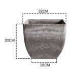 2-SOGA 32cm Rock Grey Square Resin Plant Flower Pot in Cement Pattern Planter Cachepot for Indoor Home Office