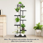 2-SOGA 7 Tier 8 Pots Black Metal Plant Stand Flowerpot Display Shelf Rack Indoor Home Office Decor