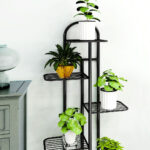 6-SOGA 7 Tier 8 Pots Black Metal Plant Stand Flowerpot Display Shelf Rack Indoor Home Office Decor