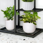 7-SOGA 7 Tier 8 Pots Black Metal Plant Stand Flowerpot Display Shelf Rack Indoor Home Office Decor