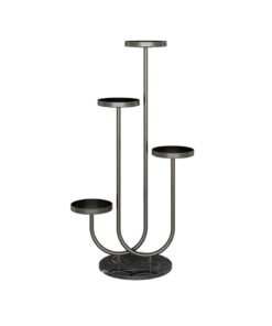 1-SOGA U Shaped Plant Stand Round Flower Pot Tray Living Room Balcony Display Black Metal Decorative Shelf