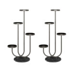 1-SOGA 2X U Shaped Plant Stand Round Flower Pot Tray Living Room Balcony Display Black Metal Decorative Shelf