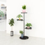 2-SOGA 3 Tier Black Round Plant Stand Flowerpot Tray Display Living Room Balcony Metal Decorative Shelf