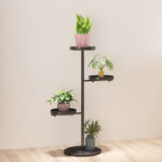 3-SOGA 3 Tier Black Round Plant Stand Flowerpot Tray Display Living Room Balcony Metal Decorative Shelf
