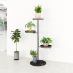 5-SOGA 3 Tier Black Round Plant Stand Flowerpot Tray Display Living Room Balcony Metal Decorative Shelf
