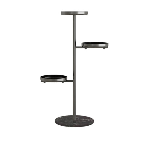 1-SOGA 3 Tier Black Round Plant Stand Flowerpot Tray Display Living Room Balcony Metal Decorative Shelf