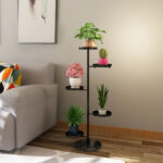 8-SOGA 3 Tier Black Round Plant Stand Flowerpot Tray Display Living Room Balcony Metal Decorative Shelf