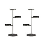 1-SOGA 2X 3 Tier Black Round Plant Stand Flowerpot Tray Display Living Room Balcony Metal Decorative Shelf