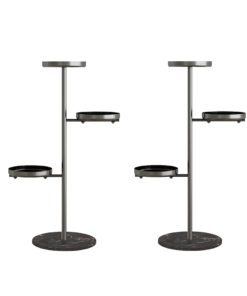 1-SOGA 2X 3 Tier Black Round Plant Stand Flowerpot Tray Display Living Room Balcony Metal Decorative Shelf