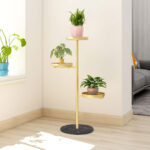 4-SOGA 2X 3 Tier Gold Round Plant Stand Flowerpot Tray Display Living Room Balcony Metal Decorative Shelf