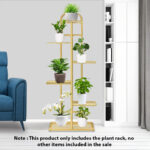 2-SOGA 6 Tier 7 Pots Gold Metal Plant Stand Flowerpot Display Shelf Rack Indoor Home Office Decor