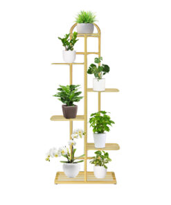 1-SOGA 6 Tier 7 Pots Gold Metal Plant Stand Flowerpot Display Shelf Rack Indoor Home Office Decor