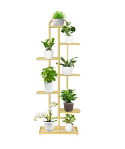 1-SOGA 7 Tier 8 Pots Gold Metal Plant Stand Flowerpot Display Shelf Rack Indoor Home Office Decor