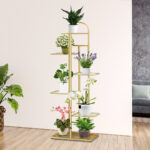 4-SOGA 7 Tier 8 Pots Gold Metal Plant Stand Flowerpot Display Shelf Rack Indoor Home Office Decor