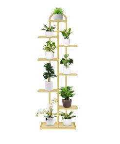 1-SOGA 8 Tier 9 Pots Gold Metal Plant Stand Flowerpot Display Shelf Rack Indoor Home Office Decor