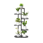 1-SOGA 6 Tier 7 Pots Black Metal Plant Rack Flowerpot Storage Display Stand Holder Home Garden Decor