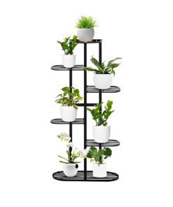 1-SOGA 6 Tier 7 Pots Black Metal Plant Rack Flowerpot Storage Display Stand Holder Home Garden Decor