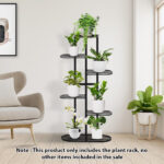 2-SOGA 7 Tier 8 Pots Black Metal Plant Rack Flowerpot Storage Display Stand Holder Home Garden Decor