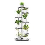 1-SOGA 7 Tier 8 Pots Black Metal Plant Rack Flowerpot Storage Display Stand Holder Home Garden Decor