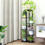 3-SOGA 7 Tier 8 Pots Black Metal Plant Rack Flowerpot Storage Display Stand Holder Home Garden Decor