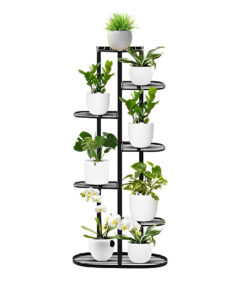 1-SOGA 7 Tier 8 Pots Black Metal Plant Rack Flowerpot Storage Display Stand Holder Home Garden Decor