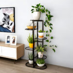 4-SOGA 7 Tier 8 Pots Black Metal Plant Rack Flowerpot Storage Display Stand Holder Home Garden Decor